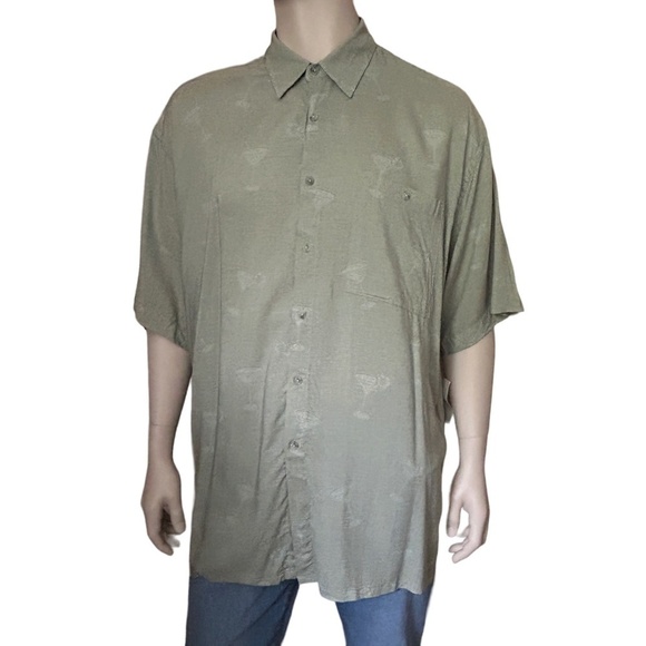 CAMPIA Tiki Shirt Top Y2K Embossed Print Martini Glasses 100% Rayon Unique Rare - Picture 6 of 12